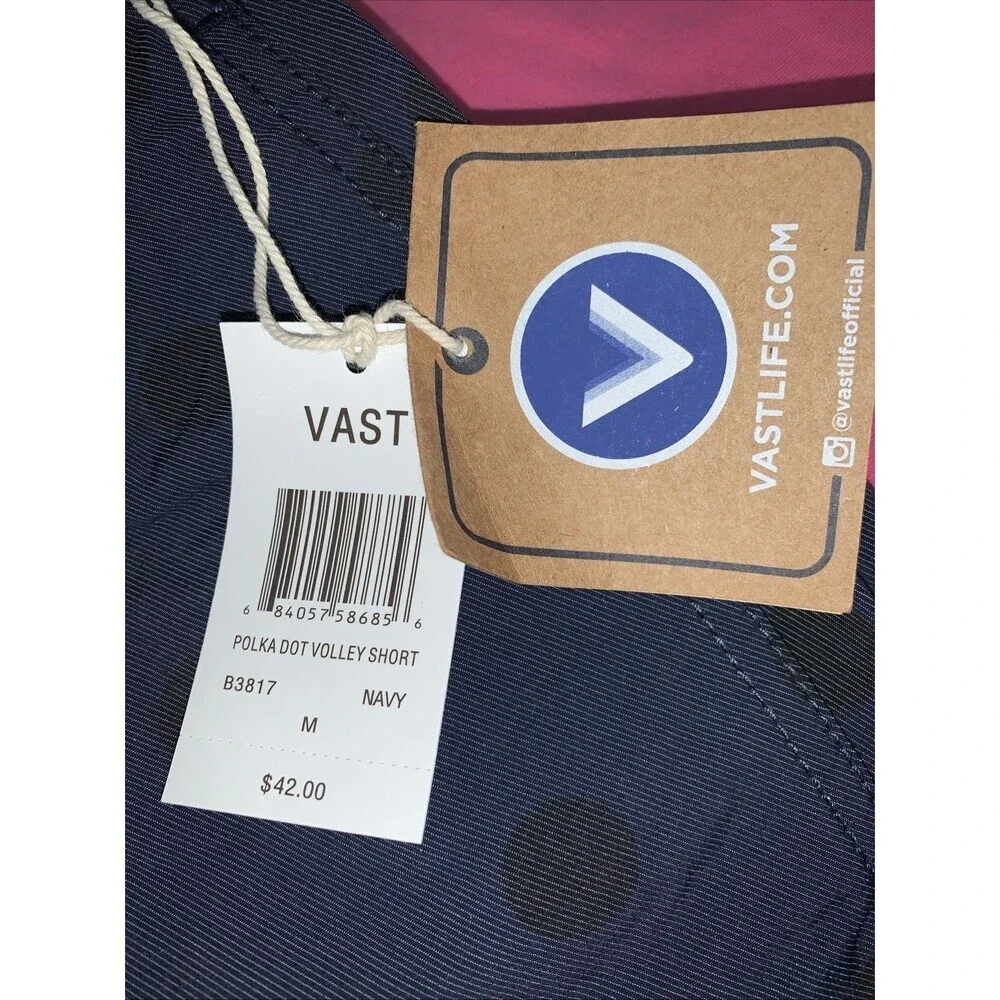 Nwt Vast‎ Men Size Med Navy With Dots Shorts